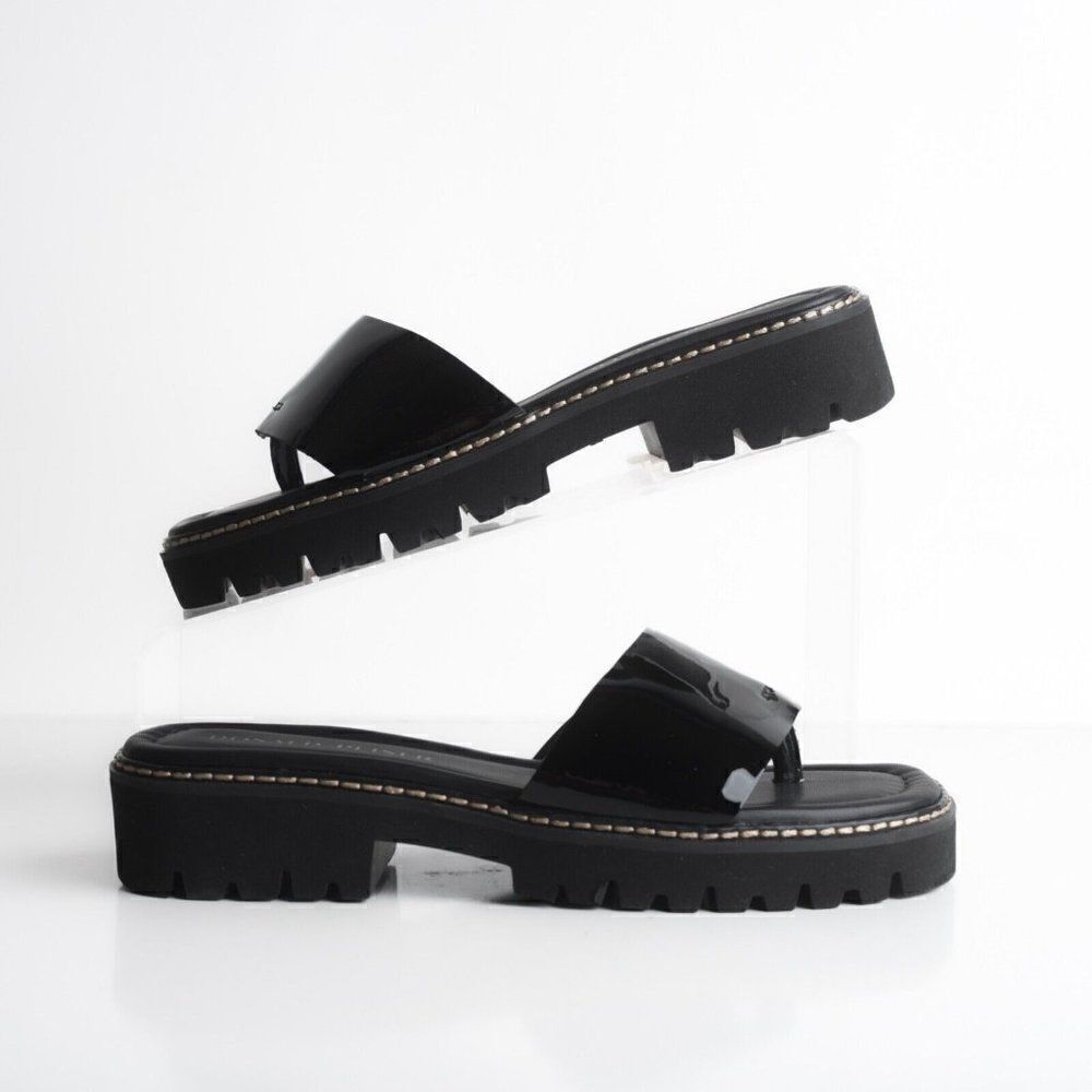 Donald Pliner Womens Beulah Platform Sandals Thongs Patent Leather Black US 8.5 - Picture 2 of 9